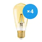 Multipack 4x Ledvance  Vintage 1906 LED E27 Pear Gold 2.5W 220lm - 824 Extra Warm White | Replaces 22W